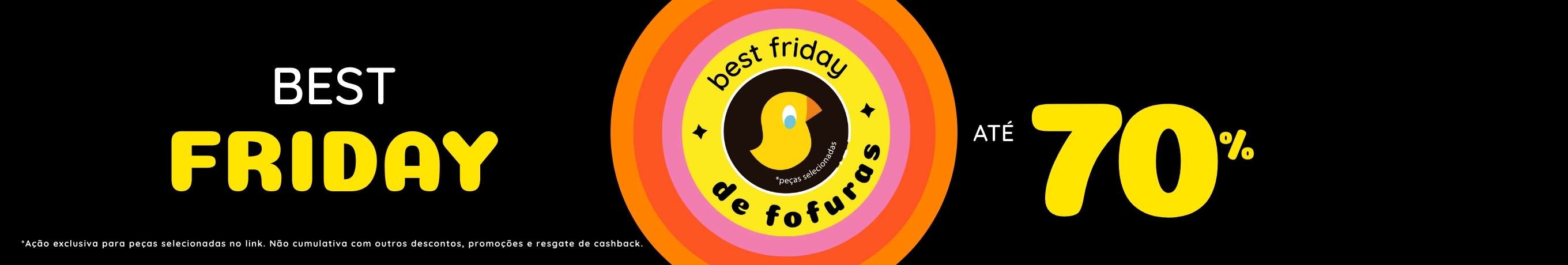 Banner amarelo com oferta de até 50% off em peças da coleção verão