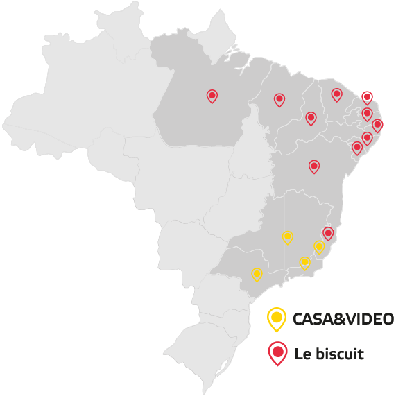 Mapa das lojas Casa&Vídeo e Le biscuit