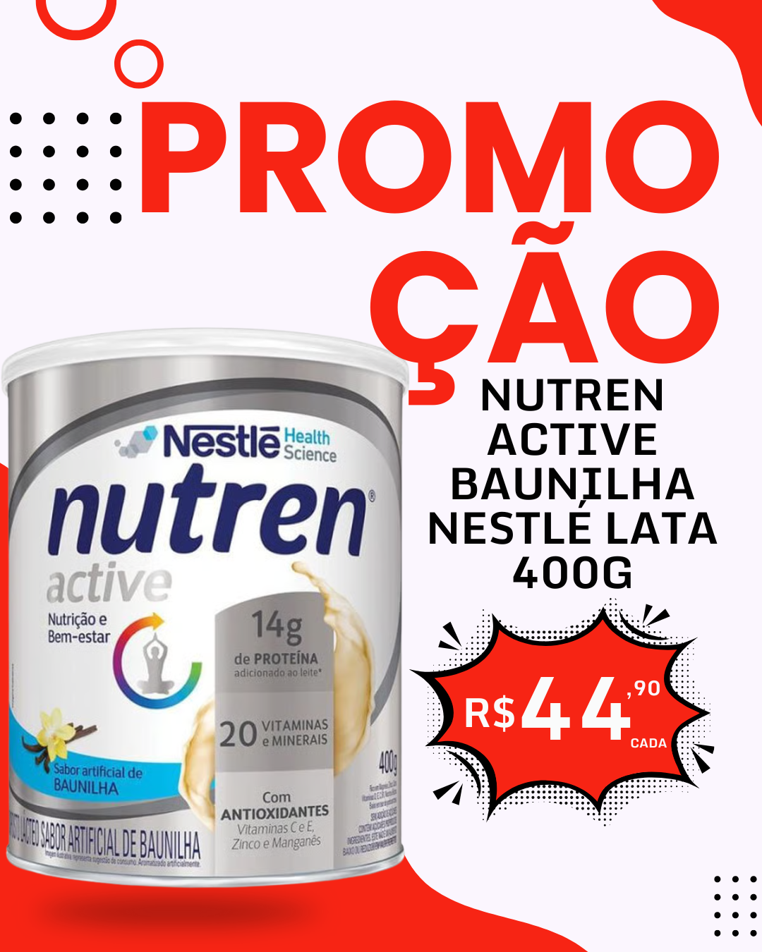 Nutren Active Baunilha Nestlé Lata 400g