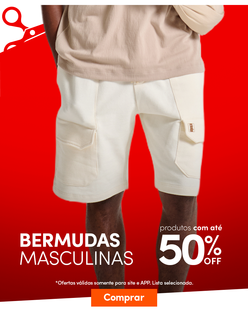 Bermudas masculinas com até 50%OFF