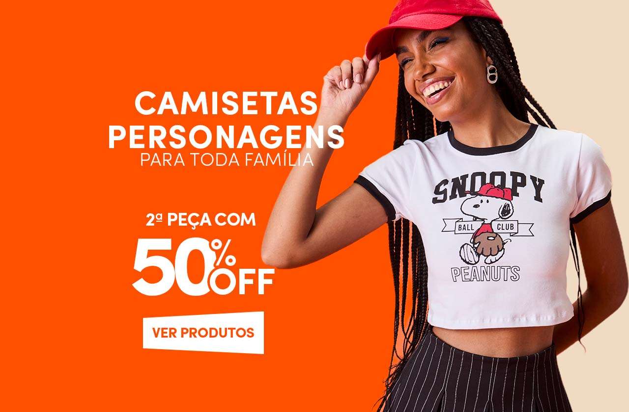 Camisetas personagens- 2 peças com 50%OFF