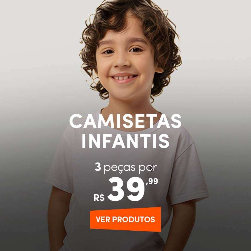 Camisetas infantis - 3 peças por R$39,99