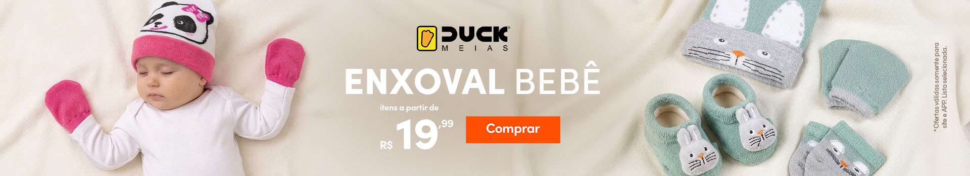 Enxoval bebê da Duck Meias a partir de R$19,99