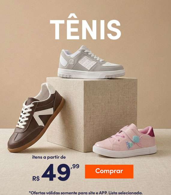 Tênis a partir de R$49,99