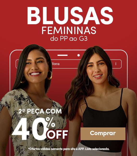 Blusas femininas - 2 peça com 40%off