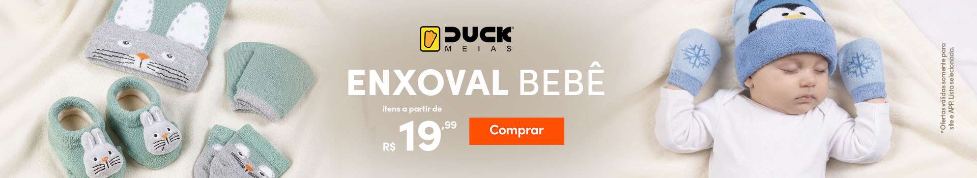 Enxoval bebê da Duck Meias a partir de R$19,99