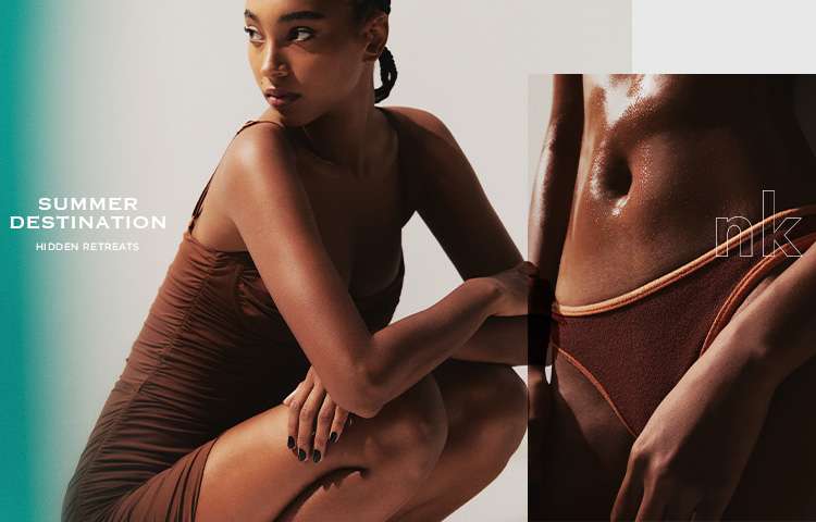 banner modelo de biquíni summer destination