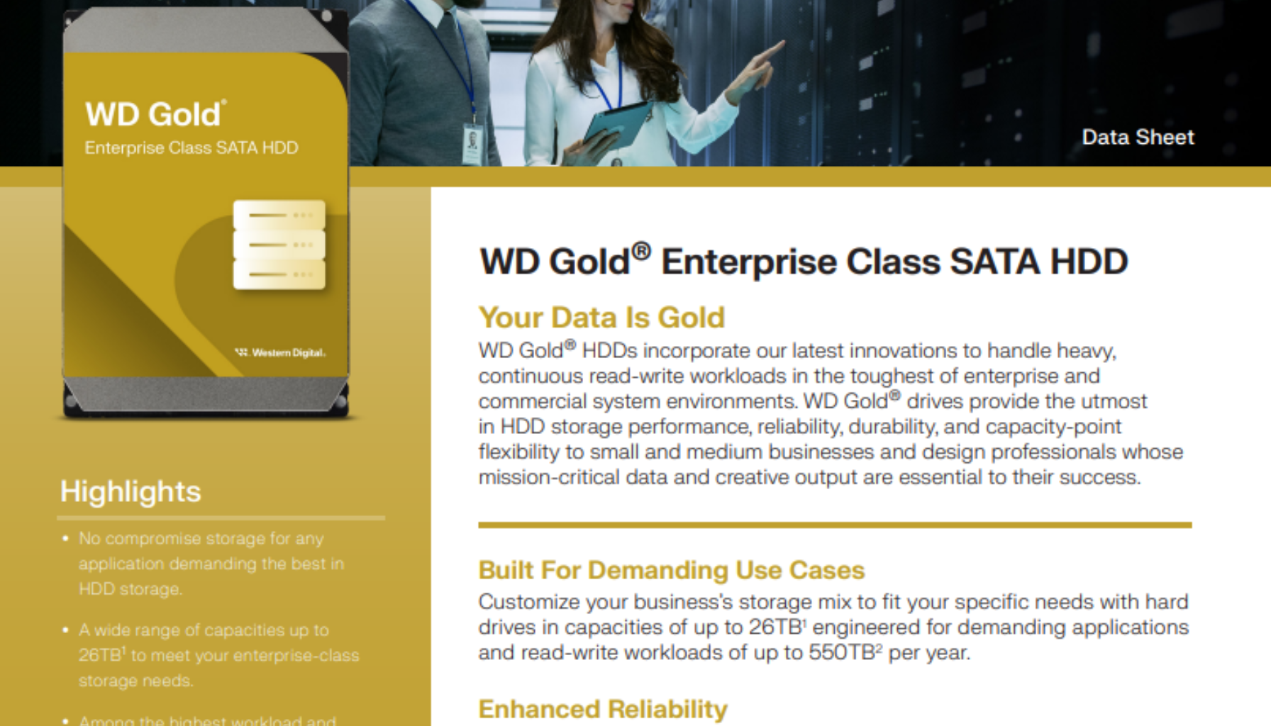 HD Western Digital WD202KRYZ Gold Servidor 20TB SATA | Scarcom