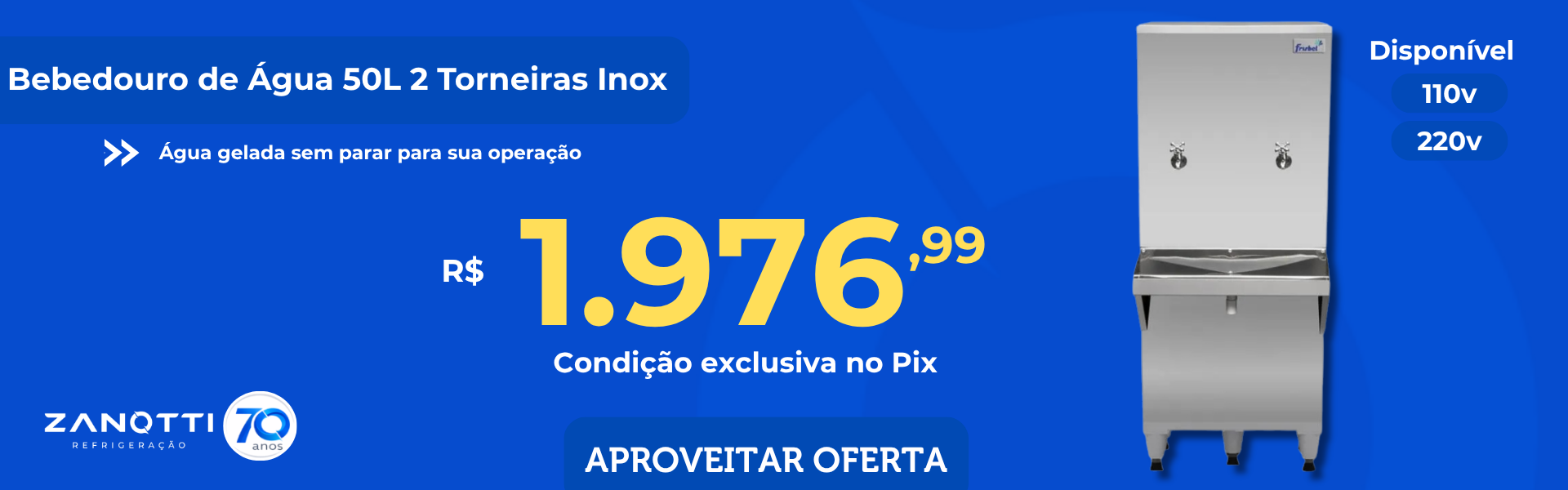 Bebedouro 50L 2 Torneiras