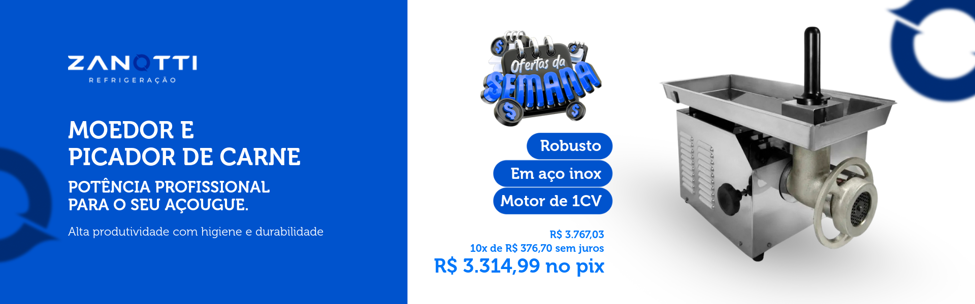 Moedor Picador de Carne PCL.22L Boca 22 1cv Inox Metvisa